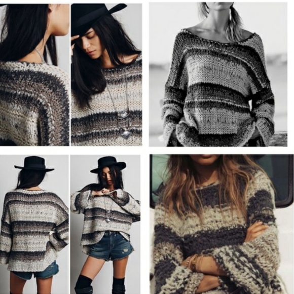 Free People Sweaters - Free People Wool Multi Stripe Oversized Slouchy Sweater NWOT Medium
